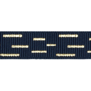 geribbeld lint donkerblauw dark blue with golden 1,5 cm