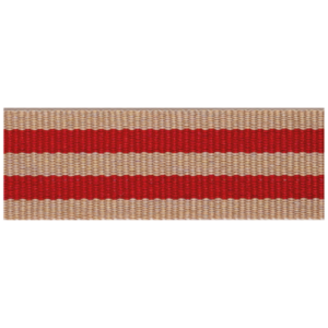 geribbeld lint beige en rode strepen 1,6 cm